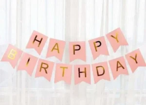 Happy Birthday Peach & Gold Large Pennant Banner