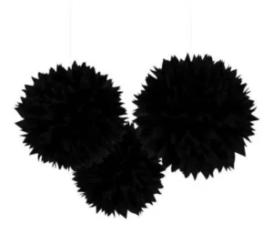 Black Paper 16'' Pom Poms (Pack of 1)