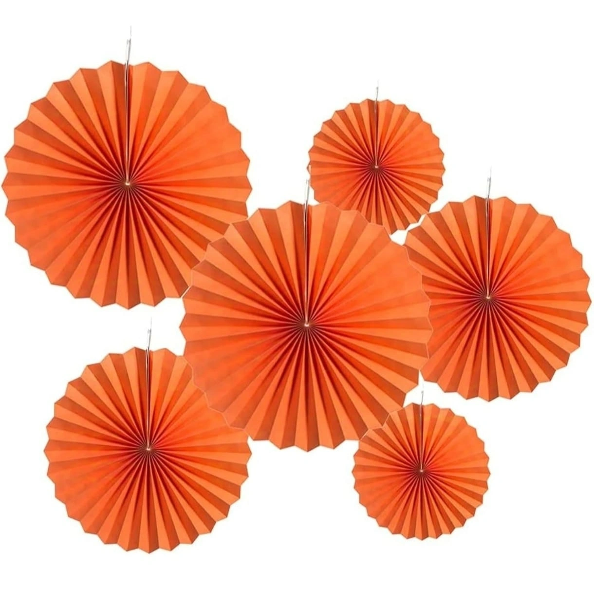Paper Fans Orange Set (Pack of 6)