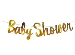 Baby Shower Gold Cursive Banner
