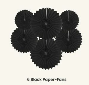 Paper Fans Black Set (Pack of 6)