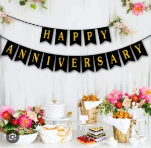 Happy Anniversary Black Paper Banner