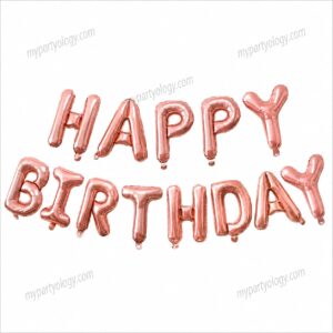 Happy Birthday Rose Gold 16" Foil Balloon Banner