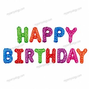 Happy Birthday Multi Coloured With Hearts 16" Foil Balloon Banner