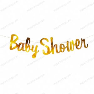 Baby Shower Gold Cursive Banner