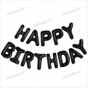 Happy Birthday Black 16" Foil Balloon Banner