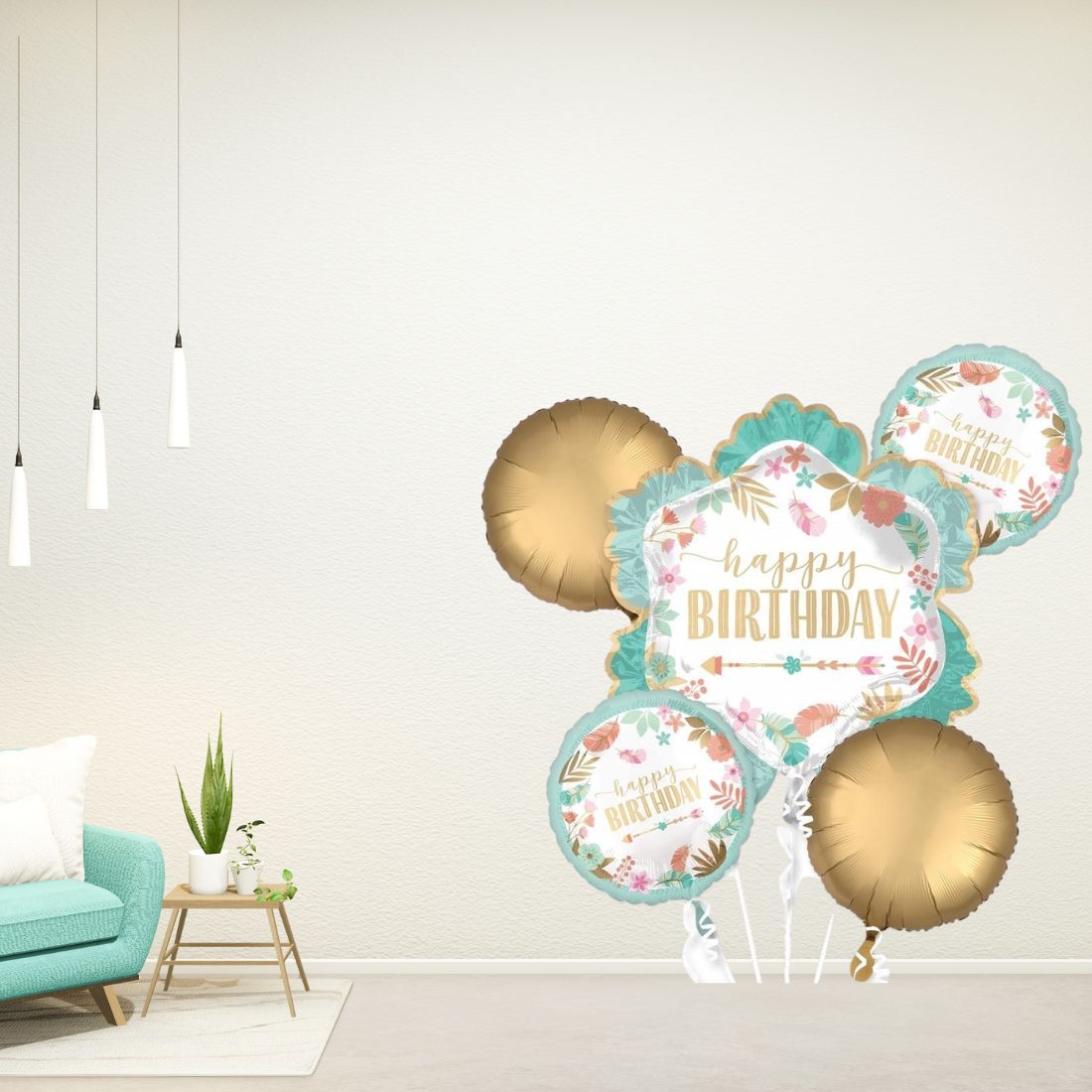 Happy Birthday Spring Flowers Foil Balloon Set (Pack of 5) - Image 2
