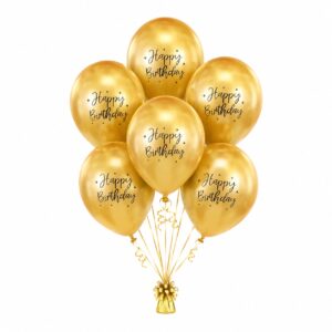 Happy Birthday Gold Latex Balloon Set (Pack of 6)