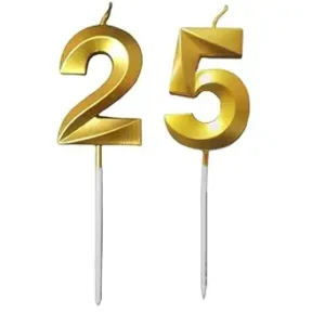 25th Birthday Gold Metallic Candle