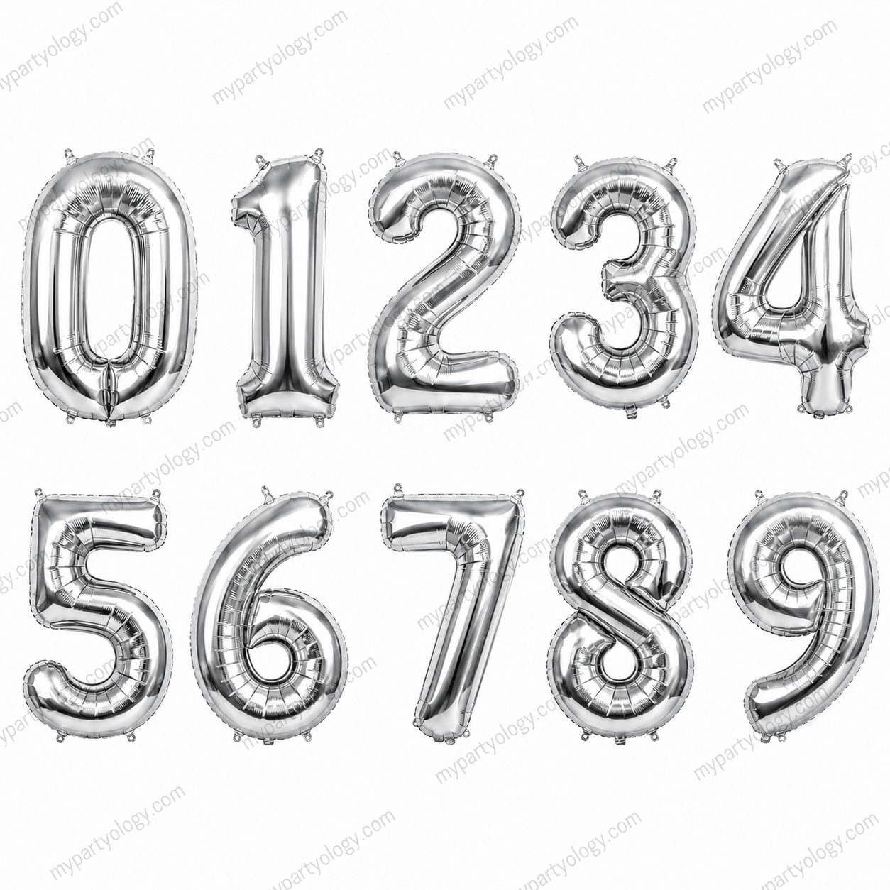 Silver Number Balloons 0-9 (16 Inch)