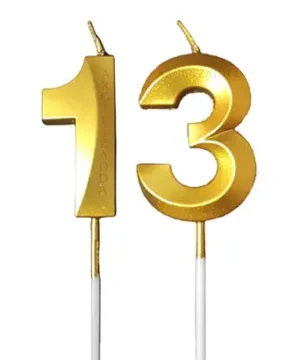 13th Birthday Gold Metallic Candle