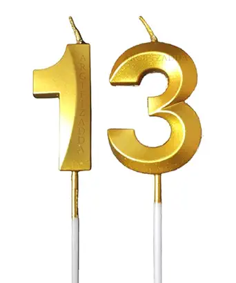 13th Birthday Gold Metallic Candle