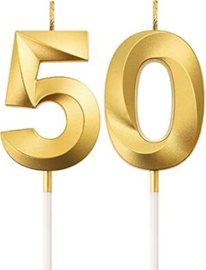 50th Birthday Gold Metallic Candle