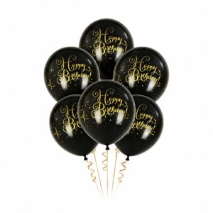 Happy Birthday Black Latex Balloon Set (Pack of 6)