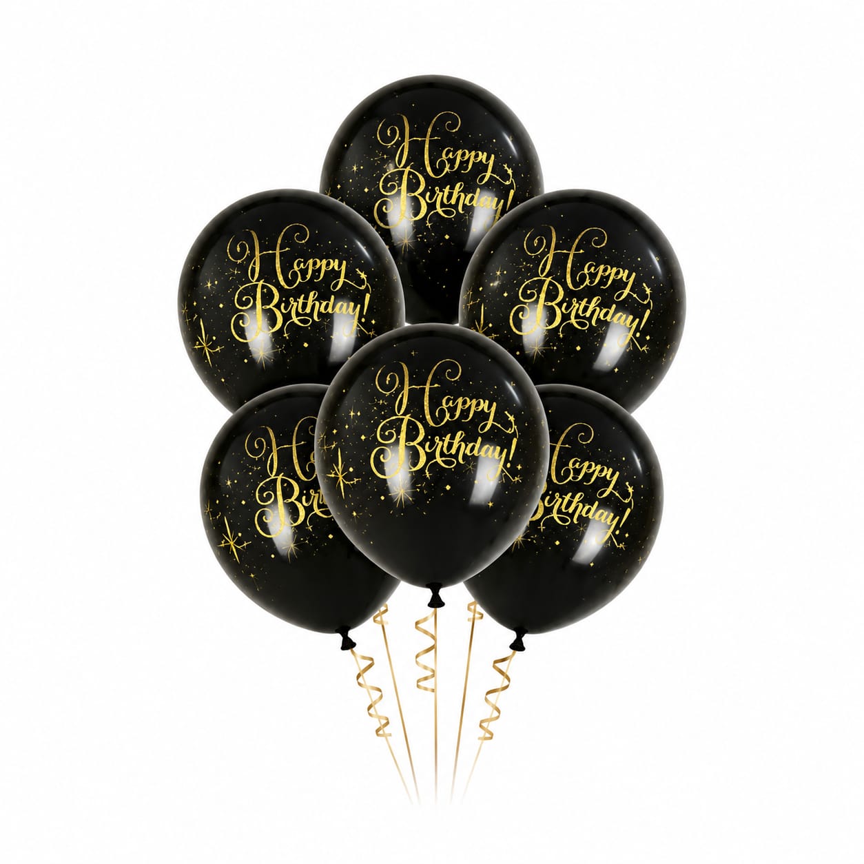 Happy Birthday Black Latex Balloon Set (Pack of 6)