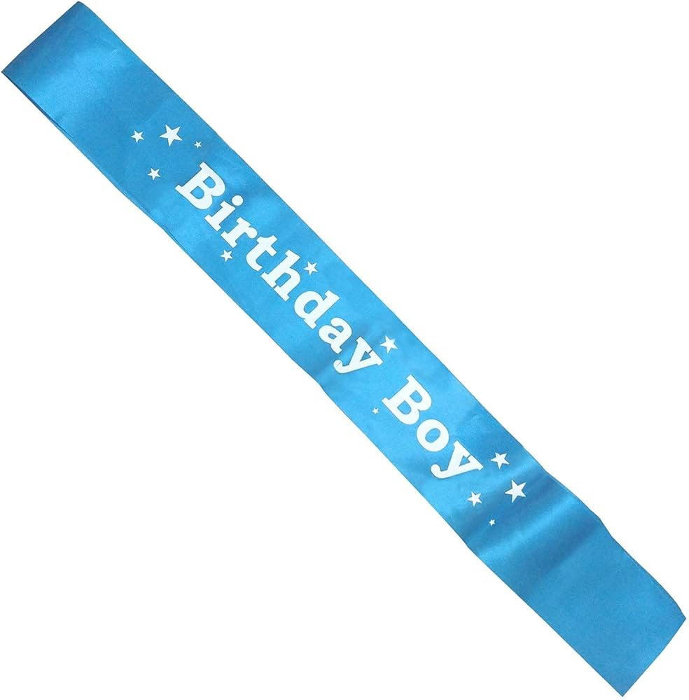 Birthday Boy Blue Satin Sash
