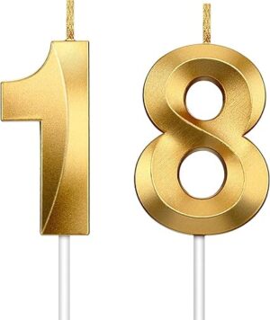 18th Birthday Gold Metallic Candle