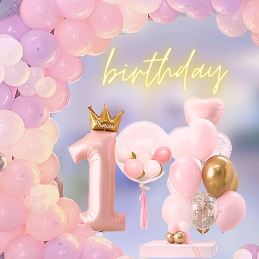 1st Birthday Princess Pink Crown Balloon Set (Pack of 24) - Image 2