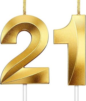 21st Birthday Gold Metallic Candle