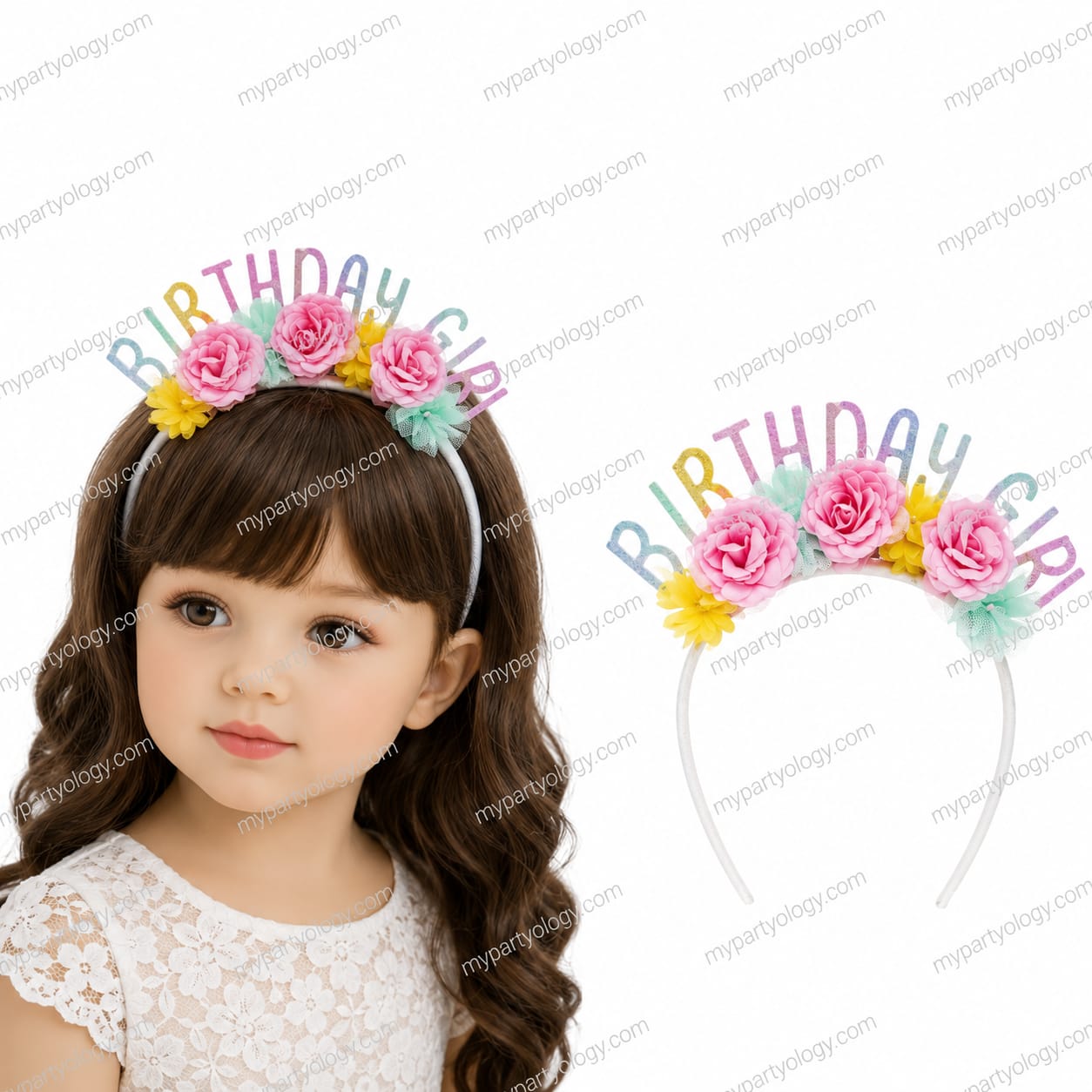Birthday Girl Pastel Floral Headband (Pack of 1)