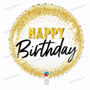 Happy Birthday Gold Dotted 18" Foil Balloon