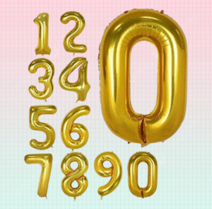 Gold Number Balloons 0-9 (32 Inch)