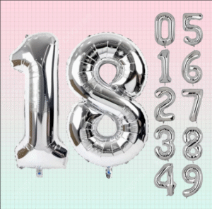 Silver Number Balloons 0-9 (16 Inch)