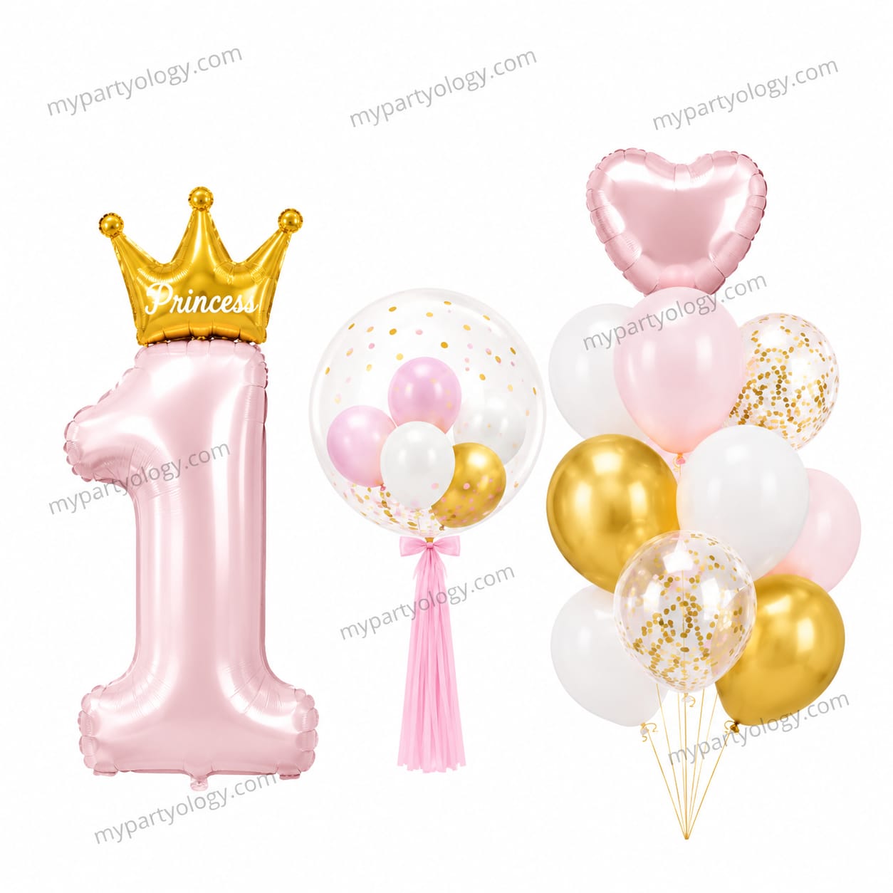 1st Birthday Princess Pink Crown Balloon Set (Pack of 24)