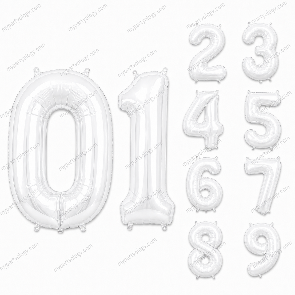 White Number Balloons 0-9 (40 Inch)
