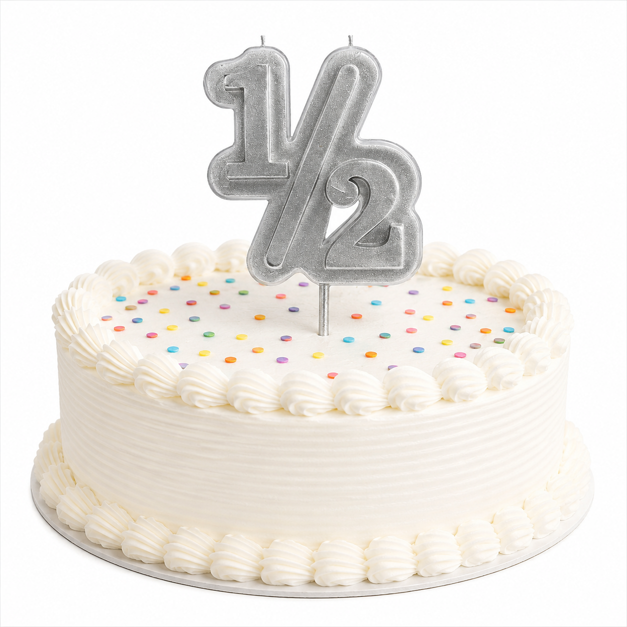 1/2 Birthday Silver Candle
