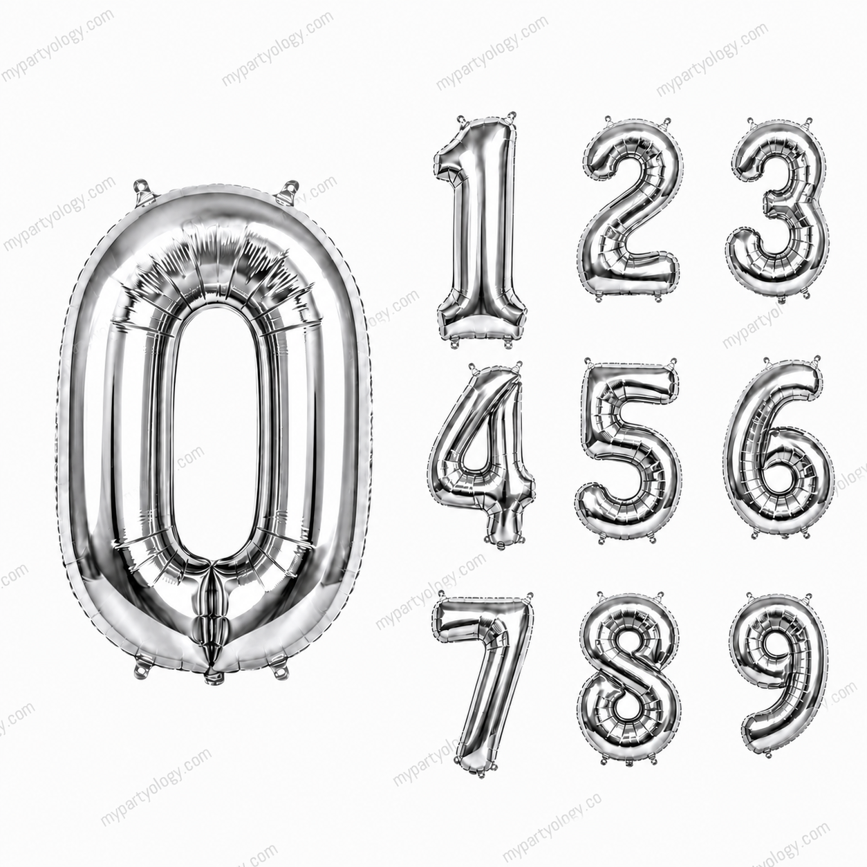 Silver Number Balloons 0-9 (32 Inch)