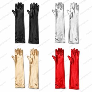 Assorted Coloured Satin Elbow-Length Gloves (Pack of 1)