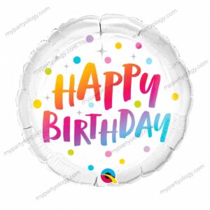 Happy Birthday Silver Trim Multi Colour 18" Foil Balloon (Qualatex)