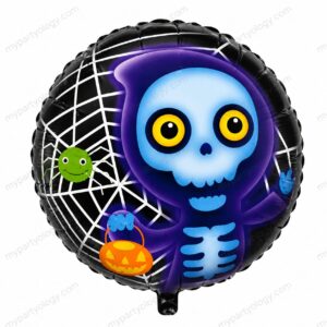 Skeleton & Spider Web 18" Foil Balloon