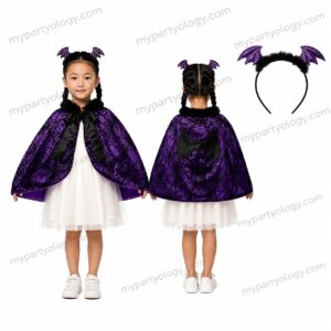 Purple Bat Kids Cape With Headband (Pack of 2)