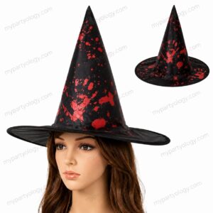 Black Blood Splat Witch Hat (Pack of 1)