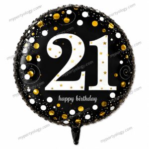 Happy 21st Birthday Black & Gold 18" Foil Balloon