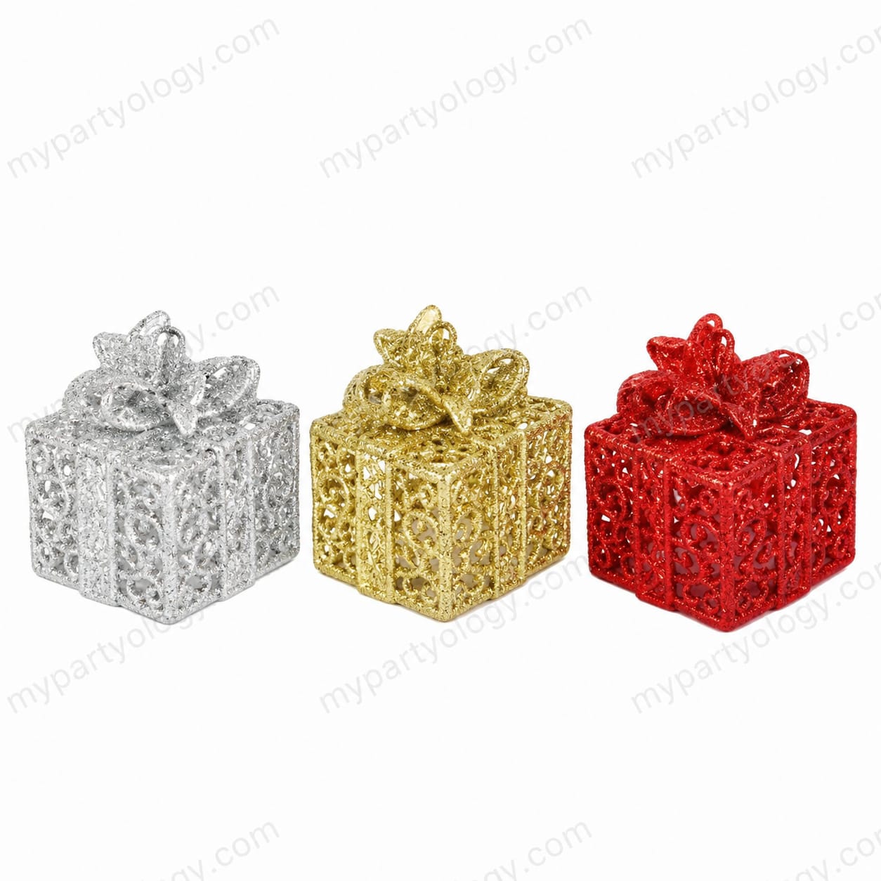 Christmas Gifts Silver,Red & Gold Tree Decor (Pack of 3)