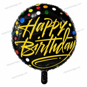Happy Birthday Black Polka Dots 18inch balloon