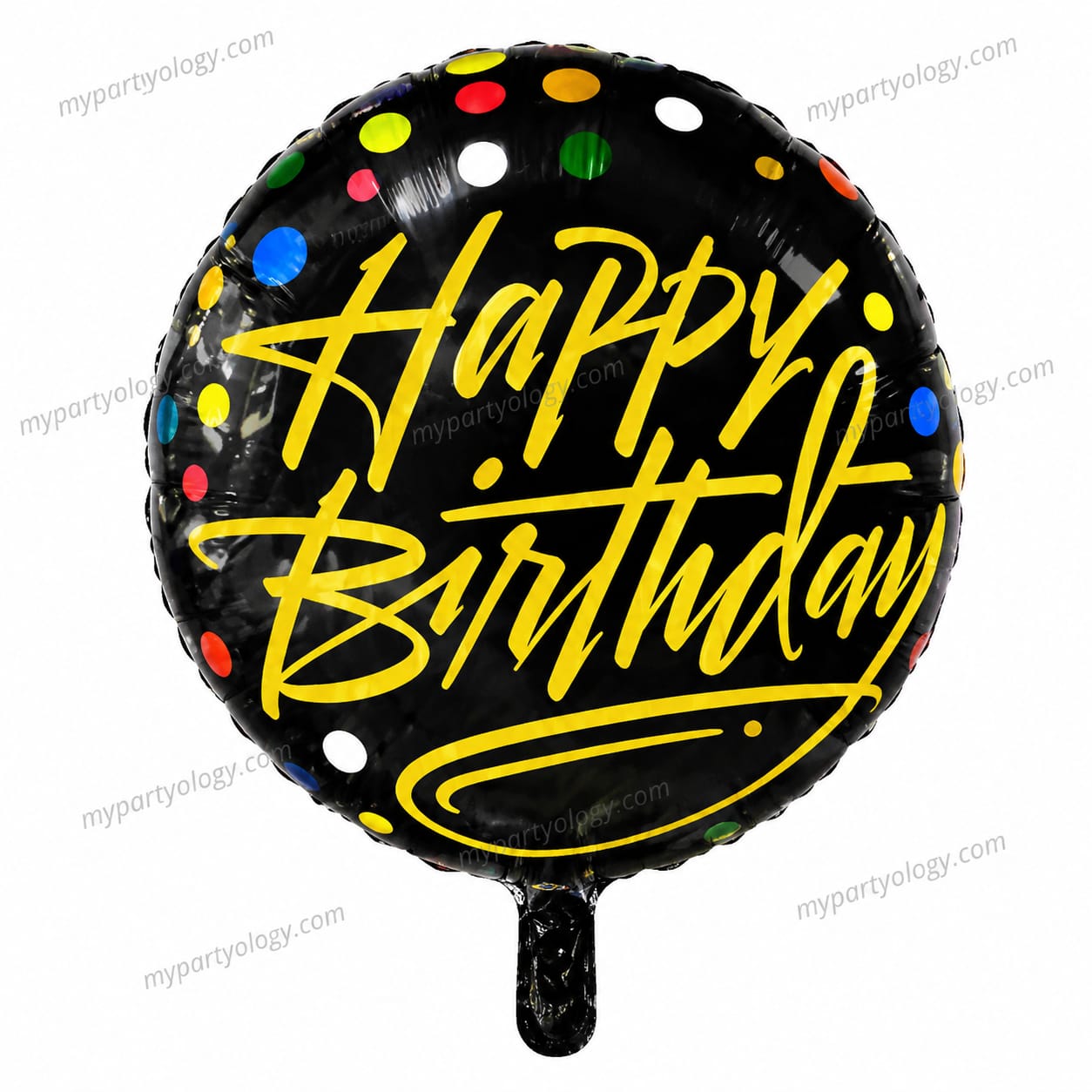 Happy Birthday Black Polka Dots 18inch balloon