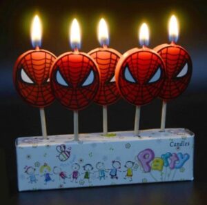 Spiderman Theme Candles (Pack Of 5)