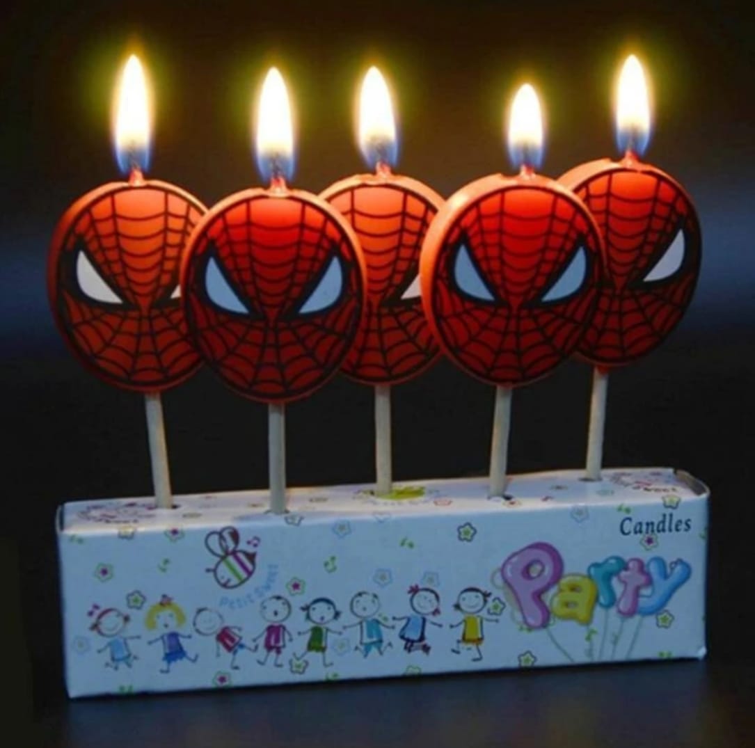 Spiderman Theme Candles (Pack Of 5)
