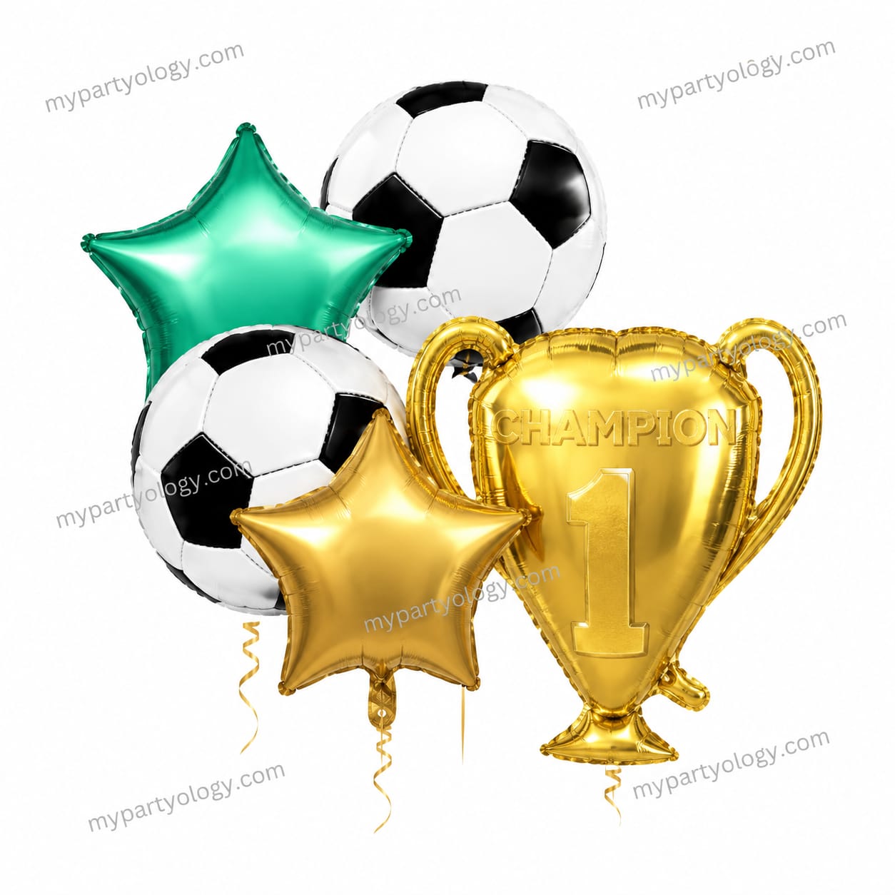 Football/Soccer Gold Cup with Stars Foil Balloon Set (Pack of 5)