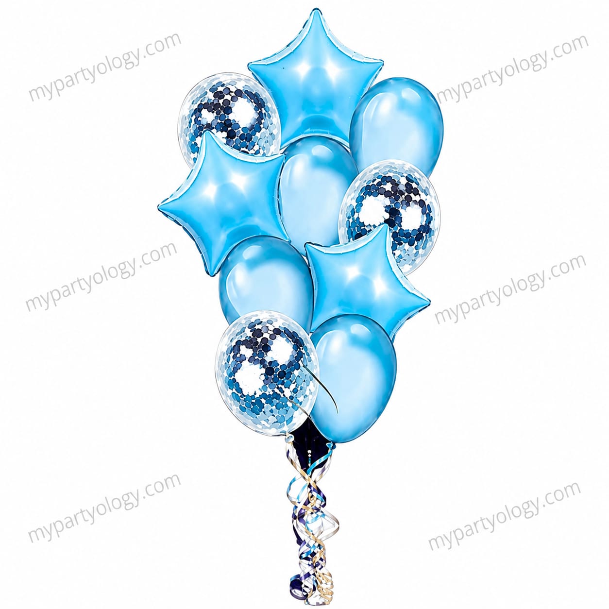 Light Blue Stars Foil & Latex Balloon Set (Pack of 10)