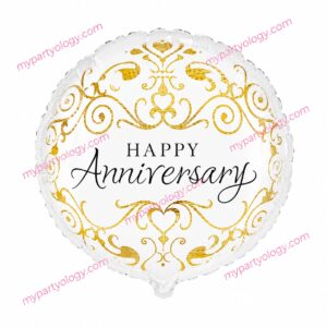 Happy Anniversary Gold & White 18'' Foil Balloon