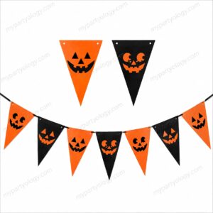 Pumpkin Triangle Face Felt Orange & Black Hanging Decoration (Pack of 1)