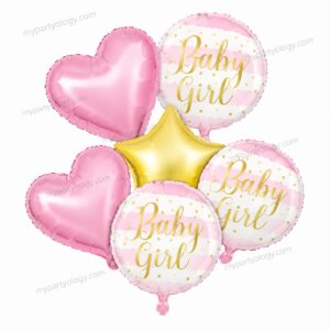 Baby Girl Pink & Gold Foil Balloon Set (Pack of 7)