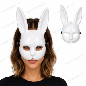 Bunny Face White Plastic Full Mask