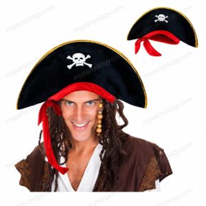 Captain Hook Pirate Skull & Bones Hat (Pack of 1)