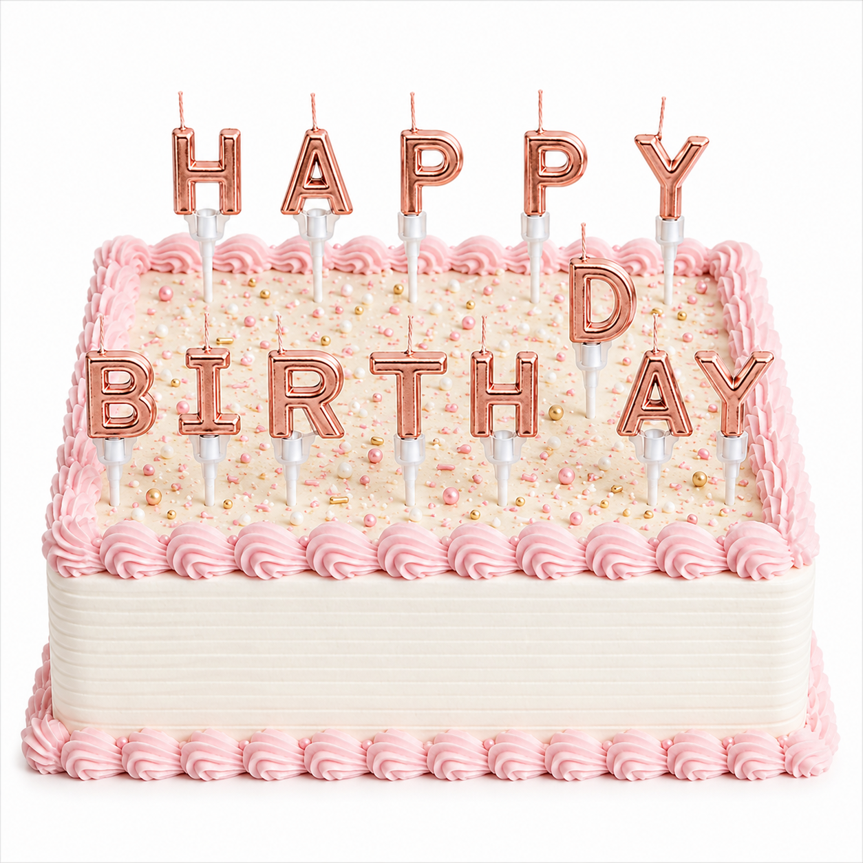 Happy Birthday Rose Gold Letter Candle